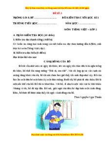 Đề thi cuối kì 1 Tiếng Việt lớp 2 Kết nối tri thức (Đề 3)