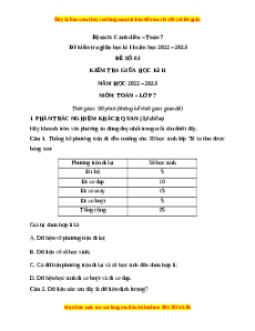 Đề thi giữa kì 2 Toán 7 Cánh diều có đáp án (Đề 3)