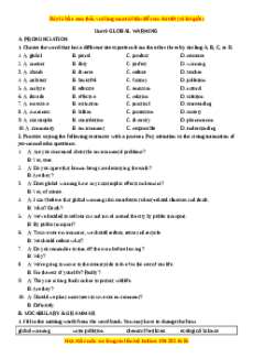 Trắc nghiệm Unit 6: Global warming Tiếng Anh 11 - Nguyễn Ngọc Châu