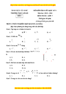 Đề thi giữa kì 1 Toán 7 Chân trời sáng tạo Trường THCS Lê Lợi – TP HCM