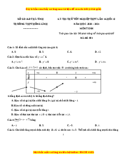 Đề thi thử Toán trường Hồng Lĩnh năm 2021