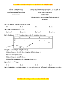 Đề thi thử Toán trường Hồng Lĩnh năm 2021