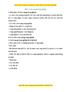 Lý thuyết Bài 6: Cách mạng công nghiệp