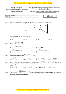 Đề Tốt nghiệp Toán 2024 theo đề tham khảo (Đề 4)