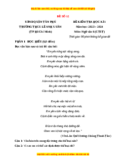 Đề thi cuối kì 1 Ngữ văn 6 Chân trời sáng tạo (đề 12)