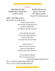 Đề thi cuối kì 1 Ngữ văn 6 Chân trời sáng tạo (đề 12)