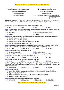 Đề thi thử tốt nghiệp Hóa học trường THPT Thuận Thành 1 - Bắc Ninh lần 1 năm 2024
