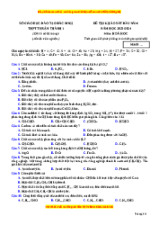 Đề thi thử tốt nghiệp Hóa học trường THPT Thuận Thành 1 - Bắc Ninh lần 1 năm 2024