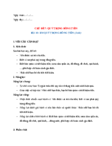 Giáo án Bài 10 Đạo đức lớp 4 Chân trời sáng tạo: Em quý trọng đồng tiền