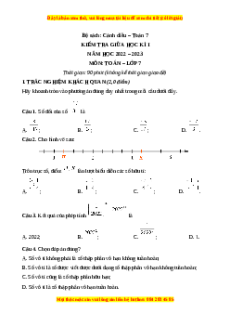 Đề thi giữa kì 1 Toán 7  Cánh diều có đáp án (Đề 5)
