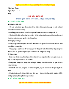 Giáo án Quy đồng mẫu số các phân số Toán lớp 4 Chân trời sáng tạo