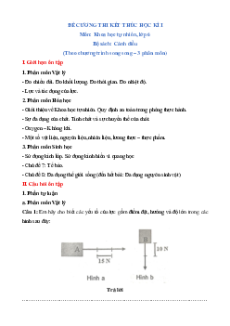 Đề cương Cuối kì 1 KHTN 6 Cánh diều (song song)