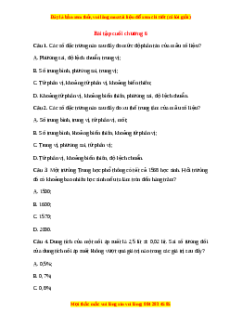 Trắc nghiệm Ôn tập chương VI Toán 10 Chân trời sáng tạo