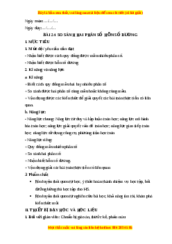 Giáo án So sánh phân số. Hỗn số dương Toán 6 Kết nối tri thức