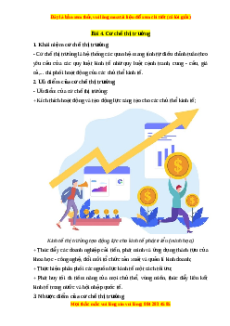 Lý thuyết Kinh tế pháp luật 10 Chân trời sáng tạo Bài 4: Cơ chế thị trường