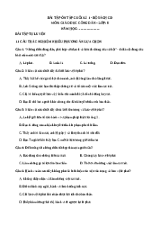 Bài tập ôn tập Cuối kì 1 GDCD 8 Cánh diều cấu trúc mới