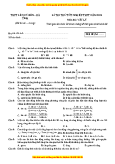 Đề thi thử tốt nghiệp Vật lí trường THPT Lê Quý Đôn - Hà Tĩnh năm 2024