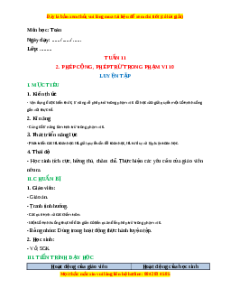 Giáo án Luyện tập Toán lớp 1 Cánh diều