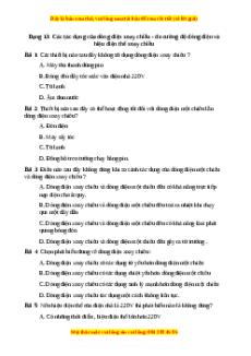 Trắc nghiệm Các tác dụng của dòng điện xoay chiều - Đo cường độ dòng điện và hiệu điện thế xoay chiều Vật lí 9