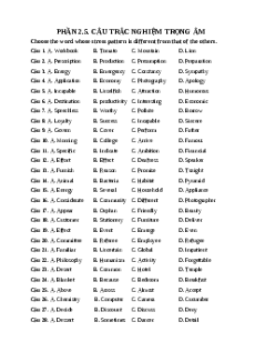 (Ôn thi Viên chức Mầm non) 200 câu trắc nghiệm trọng âm tiếng Anh