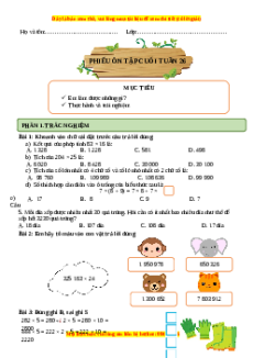 Bài tập cuối tuần Toán 4 Tuần 26 Chân trời sáng tạo (có lời giải)