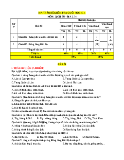 Đề thi cuối kì 1 Lịch sử & Địa lí 4 Cánh Diều (Đề 1)
