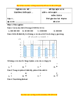 Đề thi cuối kì 2 Toán lớp 4 Chân trời sáng tạo - Đề 19