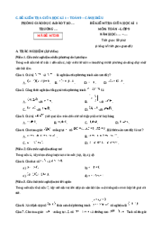 Đề thi giữa kì 1 Toán 9 Cánh diều (Đề 5)