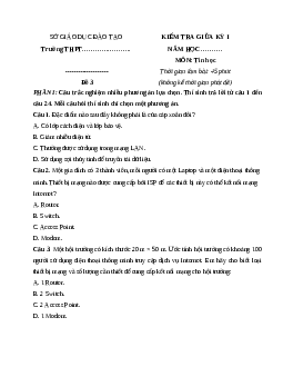 Đề thi giữa kì 1 Tin học 12 Cánh diều tạo (Đề 3)