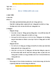 Giáo án Bài 12 Lịch sử 7 Cánh diều (Phiên bản 2): Vương quốc Lào