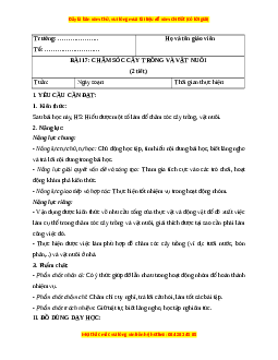 Giáo án Bài 17 Khoa học lớp 4 (Chân trời sáng tạo): Chăm sóc cây trồng và vật nuôi