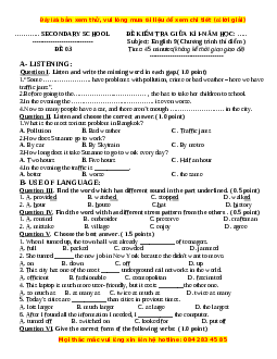 Đề thi giữa kì 1 Tiếng Anh 9 - Đề 3