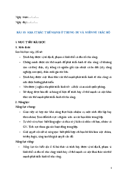 Giáo án Bài 19 Địa lí 12 Cánh diều: Khai thác thế mạnh ở Trung du và miền núi Bắc Bộ