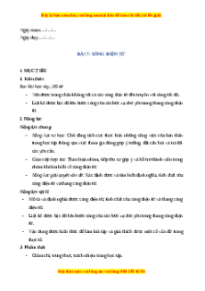 Giáo án Sóng điện từ Vật lí 11 Chân trời sáng tạo