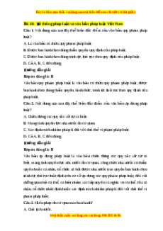 Trắc nghiệm KTPL 10 Bài 18 Chân trời sáng tạo: Hệ thống pháp luật và văn bản pháp luật