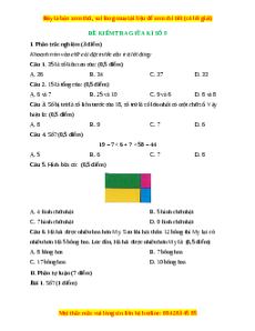 Đề thi giữa kì 1 Toán lớp 2 Kết nối tri thức - Đề 9