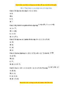 Trắc nghiệm Tập hợp và các phép toán trên tập hợp Toán 10 Kết nối tri thức