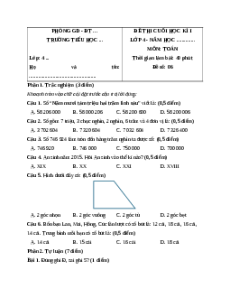 Đề thi cuối kì 1 Toán lớp 4 Cánh diều - Đề 6