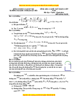 Đề thi vào 10 môn Toán tỉnh Hà Nội_Sư Phạm Hà Nội (Hệ không chuyên) năm 2021