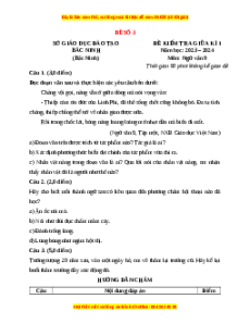 Đề thi giữa kì 1 Ngữ văn 9 - Đề 3