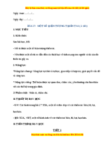 Giáo án Một số hiện tượng thiên tai TNXH lớp 2 Chân trời sáng tạo