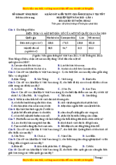Đề thi thử Địa lí Sở Vĩnh Phúc lần 1 năm 2023