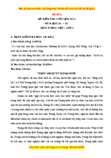 Đề thi cuối kì 2 Tiếng Việt lớp 4 Kết nối tri thức (Đề 6)