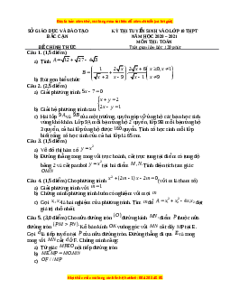 Đề thi vào 10 môn Toán tỉnh Bắc Cạn (Hệ không chuyên) năm 2021