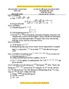 Đề thi vào 10 môn Toán tỉnh Bắc Cạn (Hệ không chuyên) năm 2021