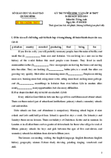 Đề thi vào 10 Tiếng Anh Tỉnh Quảng Bình năm 2023-2024