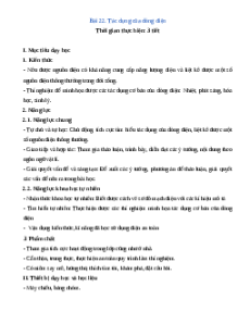 Giáo án Tác dụng của dòng điện Vật lí 8 Cánh diều