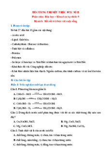 Đề cương ôn tập Cuối kì 2 Khoa học tự nhiên phân môn Hóa 9 Kết nối tri thức