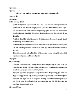 Giáo án Bài 24 Sinh học 12 Cánh diều: Chu trình sinh - địa - hoá và Sinh quyển
