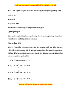 Trắc nghiệm Giao thoa sóng Vật lí 11 Kết nối tri thức